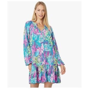 LILLY PULITZER Lucee Dress Pigment Purple Party All The Tide X-Small Blue Multi